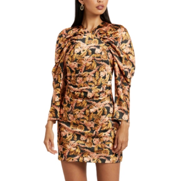 NEW Anthropologie Significant Other Fern Floral Long Sleeve Mini Dress 6